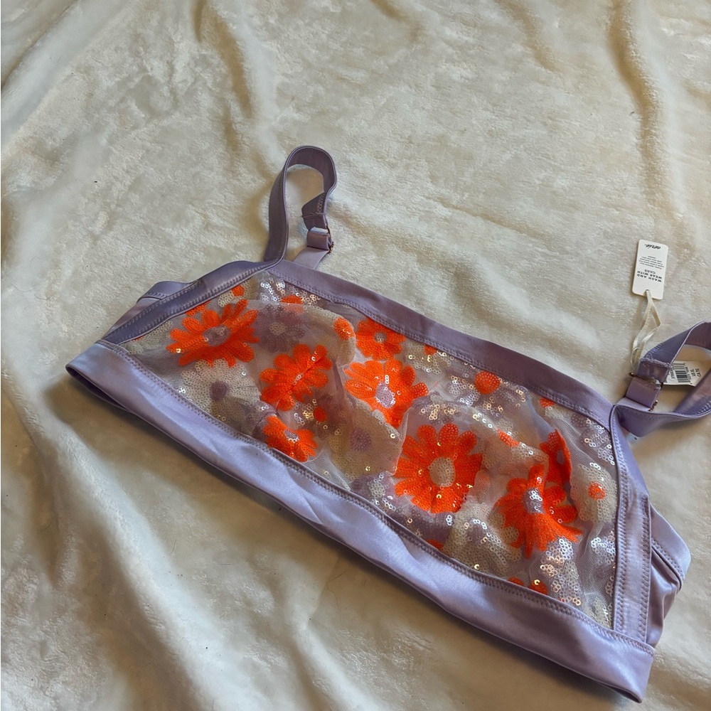 NWT AERIE Lavender & Floral Bralette XL